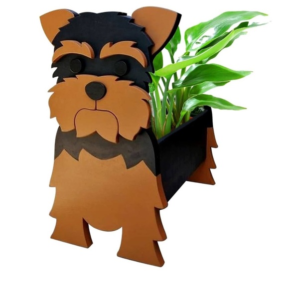 Yorkshire terrier dog shaped planter. new still in packaging. Large 10”x16.9” - Picture 2 of 6